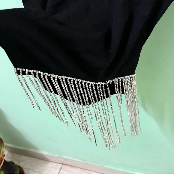 Voila Cut Out Rhinestone Fringe Trim Crop Tee - Picture 8 of 8